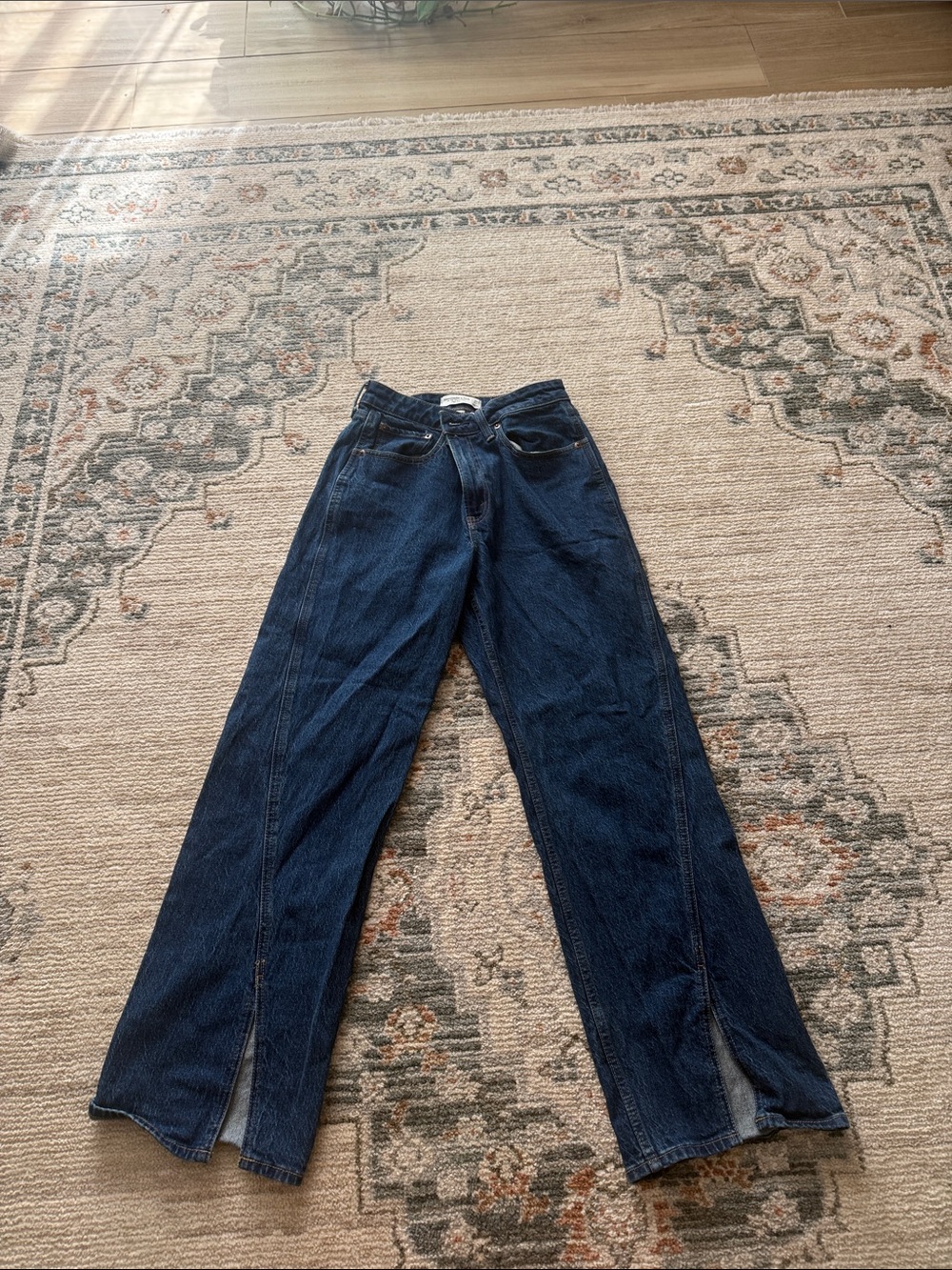 Abercrombie & Fitch Dark Blue Wide-Leg Jeans with Front Slits